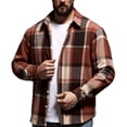 thumbnail image 1 of GuangCheng George Men Heavyweight Plaid Flannel Shirts Long Sleeve Button Down Classic Collar Checkered Overshirt Warm Soft Casual Tops,Orange,L, 1 of 9