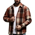 thumbnail image 1 of GuangCheng George Men Heavyweight Plaid Flannel Shirts Long Sleeve Button Down Classic Collar Checkered Overshirt Warm Soft Casual Tops,Orange,XL, 1 of 9