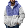 thumbnail image 1 of GuangCheng George Men Hooded Fleece Jackets,Color Block,Zip Up,Casual,Outerwear Daily Wear Coats,Light Blue,L, 1 of 2