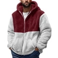 thumbnail image 1 of GuangCheng George Men Hooded Fleece Jackets,Color Block,Zip Up,Casual,Outerwear Daily Wear Coats,Wine,S, 1 of 2