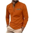 thumbnail image 1 of ZHYou Men Long Sleeve Henley Shirt Contrast Inner Placket Chest Pocket Slim Fit Dress Tops,Orange,XL, 1 of 6