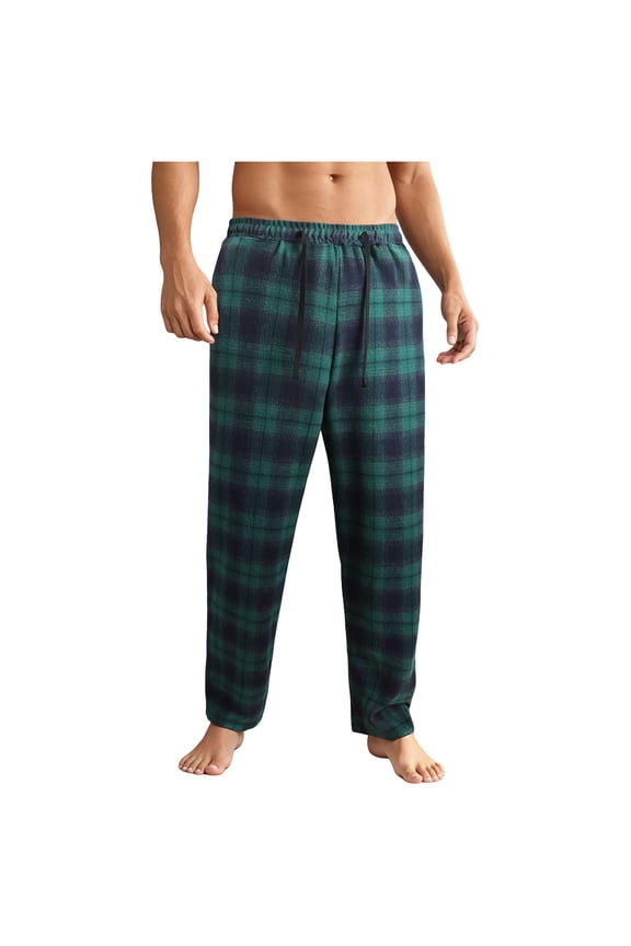 Men Plaid Flannel Lounge Pants Soft Comfortable Elastic Drawstring Waist Loose Fit Casual Sleepwear Pajama Bottoms,Size:L