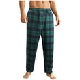 thumbnail image 1 of GuangCheng George Men Plaid Flannel Lounge Pants Soft Comfortable Elastic Drawstring Waist Loose Fit Casual Sleepwear Pajama Bottoms,Size:M, 1 of 9