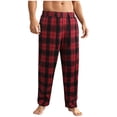 thumbnail image 1 of GuangCheng George Men Plaid Flannel Lounge Pants Soft Comfortable Elastic Drawstring Waist Loose Fit Casual Sleepwear Pajama Bottoms,Size:S, 1 of 9