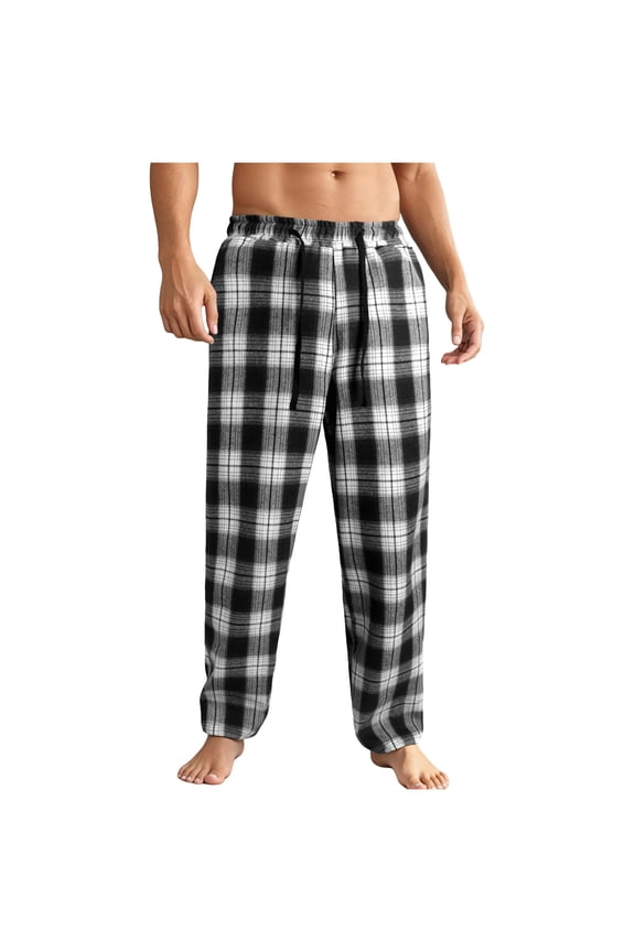 George Men Plaid Flannel Lounge Pants Soft Comfortable Elastic Drawstring Waist Loose Fit Casual Sleepwear Pajama Bottoms,Size:XL