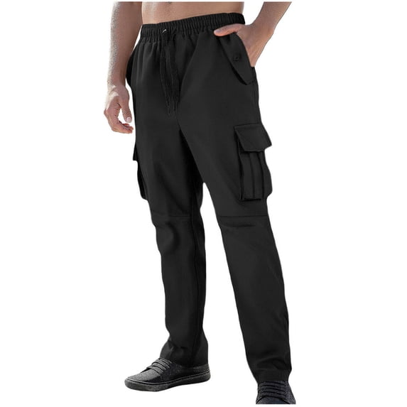 GuangCheng George Men Quick Dry Cargo Pants Elastic Waist Multiple Pockets Durable Lightweight Outdoor Hiking Trousers,Size:S