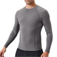 thumbnail image 1 of GuangCheng George Men Quick Dry Shirts Compression Base Layer Long Sleeve Moisture Wicking Stretch Fit Athletic Sports Top,Gray,2XL, 1 of 7