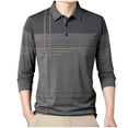 thumbnail image 1 of GuangCheng George Men Shirt Striped Pattern Long Sleeve Soft Comfort Breathable Casual Stylish Blouses with Pockets,Gray,M, 1 of 6
