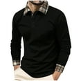 thumbnail image 1 of GuangCheng George Men Shirts Long Sleeve Plaid Contrast Collar Cuff Soft Comfort Casual Stylish Button Down Blouses,Black,S, 1 of 8