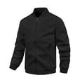 thumbnail image 1 of ZHYou Men Slim Fit Bomber Jacket Water Resistant Lightweight Zip Front Ribbed Trim Casual Classic Style Tops,Black,2XL, 1 of 5