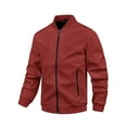 thumbnail image 1 of GuangCheng George Men Slim Fit Bomber Jacket Water Resistant Lightweight Zip Front Ribbed Trim Casual Classic Style Tops,Red,XL, 1 of 5