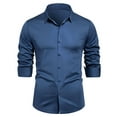 thumbnail image 1 of GuangCheng George Men Slim Fit Dress Shirt Long Sleeve Wrinkle Resistant Button Down Collar Classic Lapel Collar Blouses,Blue,L, 1 of 6
