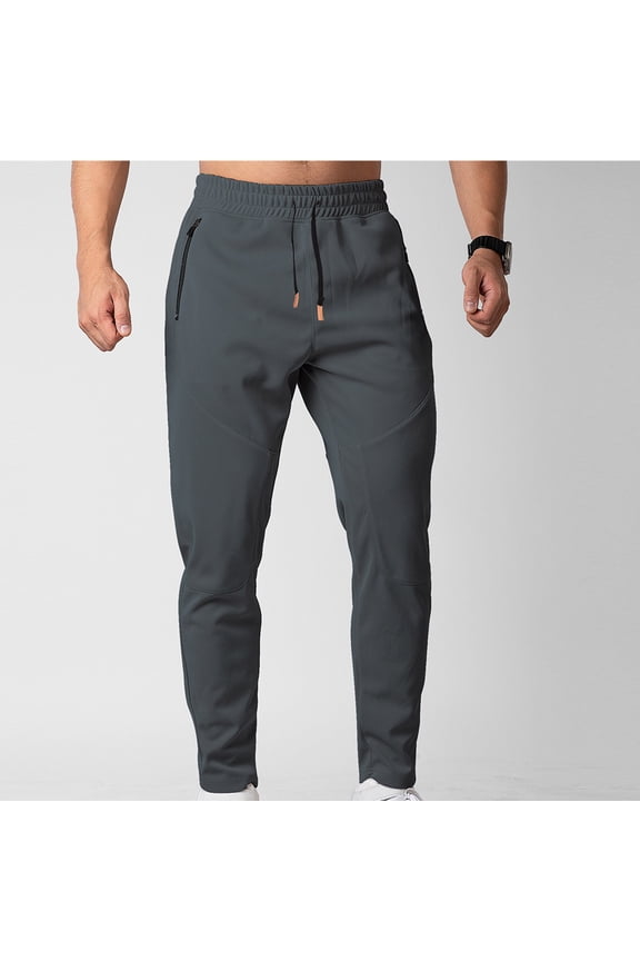 George Men Slim Fit Stretch Techwear Pants Elastic Waistband Drawstring with Zipper Pockets Durable Comfortable Casual Athletic Trousers,Size:M