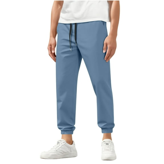 GuangCheng George Men Solid Jogger Pants Elastic Drawstring Waist Soft Comfortable Casual Cuffed Slim Fit Trousers,Size:3XL