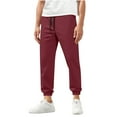 thumbnail image 1 of GuangCheng George Men Solid Jogger Pants Elastic Drawstring Waist Soft Comfortable Casual Cuffed Slim Fit Trousers,Size:XL, 1 of 7