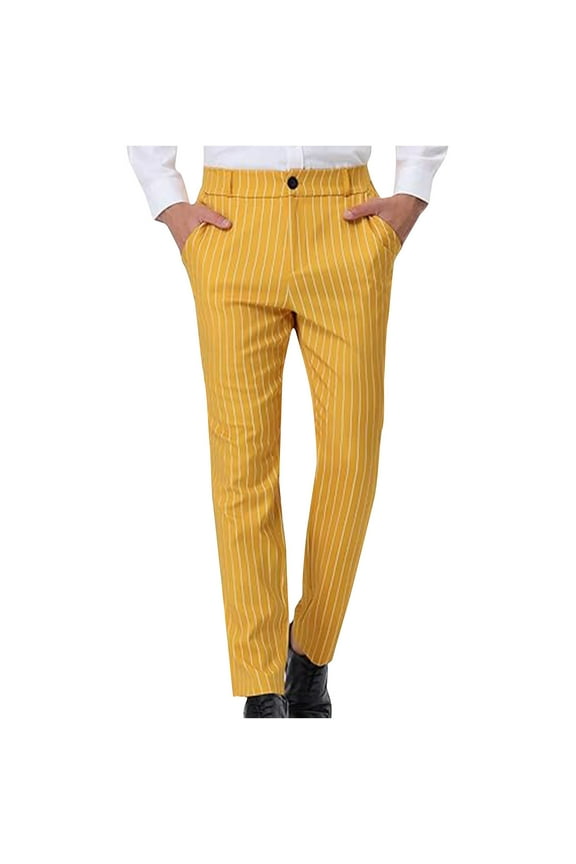 George Men Striped Dress Pants Slim Fit Tailored Design Comfortable Formal Office Wear Business Trousers,Size:3XL