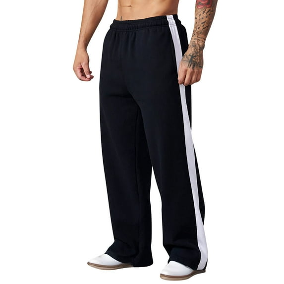 GuangCheng George Men Sweatpants Side Stripe Elastic Waistband Loose Fit Comfortable Casual Breathable Joggers,Size:S