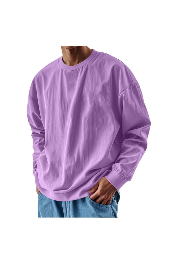 George Men Sweatshirts,Casual Loose Tees,Long Sleeve Blouse Shirts Loose Baggy Pullover Shirts,Purple,Size 3XL