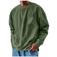 thumbnail image 1 of GuangCheng George Men Sweatshirts,Casual Tee Shirts,Long Sleeve Blouse Shirts Loose Baggy Loose Pullover Shirts,Army Green,Size S, 1 of 5