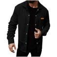 thumbnail image 1 of GuangCheng George Men Textured Button Up Shirt Jacket Chest Pocket with Label Patch Long Sleeve Casual Layering Overshirts,Black,M, 1 of 4