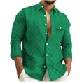 thumbnail image 1 of GuangCheng George Men Textured Long Sleeve Button Down Shirts Chest Pocket Casual Breathable Blouses,Army Green,3XL, 1 of 7