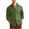 thumbnail image 1 of GuangCheng George Men Textured Weave Button Up Shirt Long Sleeve Classic Collar Slim Fit Casual Dress Blouses,Army Green,M, 1 of 4