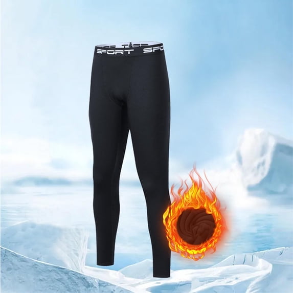 GuangCheng George Men Thermal Compression Leggings Fleece Lined Warm Base Layer Sport Tights Elastic Waist Pants,Size:XL