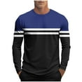 thumbnail image 1 of GuangCheng Men's Color Block Striped Long Sleeve T Shirts,Sporty,Casual Tops,Soft,Loose Fit,Breathable Tops,Blue,Size L, 1 of 5