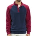 thumbnail image 1 of GuangCheng Men's Fleece Pullover Sweatshirts,Color Block,Quarter Zip,Thermal Warm Tops,Soft Raglan Sleeve Tops,Blue,Size L, 1 of 9
