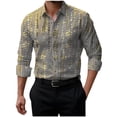 thumbnail image 1 of GuangCheng Men's Long Sleeve Button Down Shirts,Abstract Print,Vertical,Pattern Design Casual Dress Tops Fashion Piece,Gray,Size L, 1 of 3