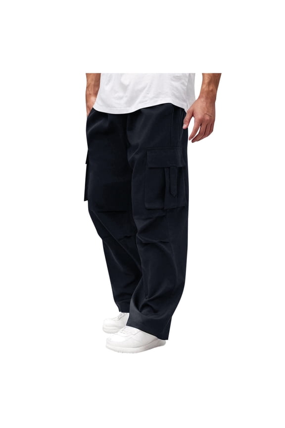 Men's Oversized Cargo Pants,Baggy Fit,Multi Pocket,Casual,Workwear Trousers,Comfort Pants,Black,Size XL
