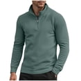 thumbnail image 1 of GuangCheng Men's Sweatshirts,Solid Color,Half Zip,Fleece,Pullover,Casual Outdoor Tops,Warm Thick Sweatshirts,Army Green,Size 2XL, 1 of 5