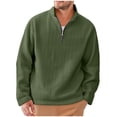 thumbnail image 1 of GuangCheng Men's Sweatshirts,Textured,Quarter Zip,Pullover,Casual Tops,Comfortable Warm Fall Winter Wear Apparel Clothing,Green,Size M, 1 of 8