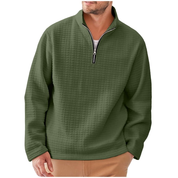 GuangCheng Men's Sweatshirts,Textured,Quarter Zip,Pullover,Casual Tops,Comfortable Warm Fall Winter Wear Apparel Clothing,Green,Size M