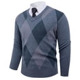 thumbnail image 1 of GuangCheng Mens Argyle Pattern V-Neck Sweaters,Classic Fit,Crewneck,Soft,Warm Shirts,Pullover Tops,Gray,Size XL, 1 of 4