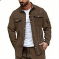thumbnail image 1 of GuangCheng George Mens Button Up Shirt Jackets with Chest Pockets,Textured,Casual Outdoor Tops Lapel Collared Tops,Coffee,Size L, 1 of 5