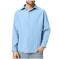 thumbnail image 1 of GuangCheng George Mens Button Up Shirts Long Sleeve Casual Breathable Linen Blend Blouses,Sky Blue,XL, 1 of 9