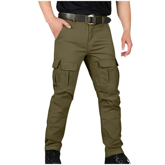 GuangCheng Mens Cargo Pants Durable Stretch Fabric Multiple Pockets Reinforced Knees Elastic Waistband Comfortable Workwear,Size:4XL