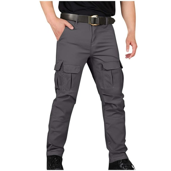 GuangCheng Mens Cargo Pants Durable Stretch Fabric Multiple Pockets Reinforced Knees Elastic Waistband Comfortable Workwear,Size:M