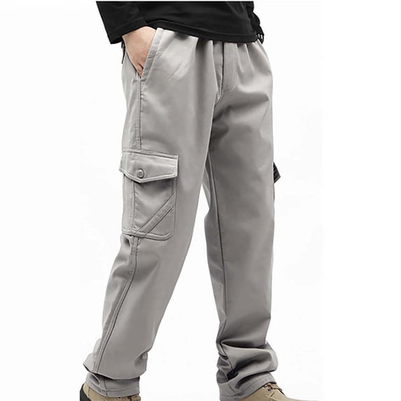 GuangCheng Mens Cargo Work Pants,Cuffed,Multi Pocket,Durable,Casual,Utility Outdoor Trousers,Gray,Size 4XL