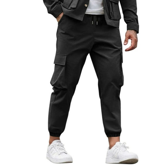 GuangCheng George Mens Casual Cargo Jogger Pants Elastic Waist Multiple Pockets Durable Comfortable Street Fashion Trousers,Size:XL