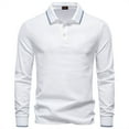 thumbnail image 1 of GuangCheng Mens Classic Long Sleeve Shirts,Stretch Fit,Casual Top with Contrast Collar,Basic Tees,White,Size 2XL, 1 of 2