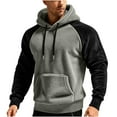 thumbnail image 1 of GuangCheng Mens Color Block Fleece Hoodies,Pullover,Drawstring Hood,Sweatshirt with Kangaroo Pocket,Gray,2XL, 1 of 6