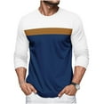 thumbnail image 1 of GuangCheng Mens Color Block,Long Sleeve T-Shirt,Slim Fit,Soft,Pullover,Breathable,Comfortable,Stretch,Casual Tees,Blue,Size XL, 1 of 3