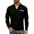 thumbnail image 1 of GuangCheng Mens Contrast Trim V-Neck Long Sleeve Shirts,Slim Fit,Soft,Comfortable,Button Placket,Chest Pocket,Elbow Patches Tops,Gray,Size S, 1 of 9