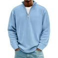 thumbnail image 1 of GuangCheng Mens Corduroy Sweaters,Ribbed,Half Zip,Pullover,Casual,Soft,Warm Fall Winter Loose Knit Tops,Sky Blue,Size XL, 1 of 3