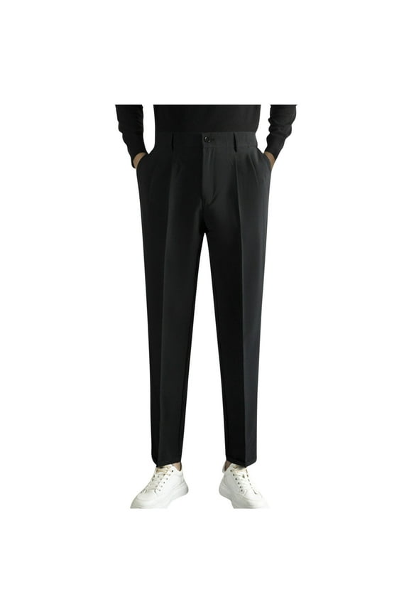 George Mens Dress Pants,Slim Fit,Pleated Front,Tailored Casual Suit Trousers for Work Wedding,Black,Size 2XL