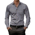 thumbnail image 1 of GuangCheng Mens Dress Shirt Classic Checkered Long Sleeve Button Down Point Collar Chest Pocket Slim Fit Smart Casual Wear,Brown,2XL, 1 of 8