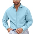 thumbnail image 1 of GuangCheng Mens Dress Shirt Long Sleeve Button Down Classic Collar Wrinkle Resistant Slim Fit Smart Casual Tops,Blue,3XL, 1 of 5