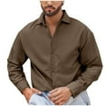 thumbnail image 1 of GuangCheng Mens Dress Shirt Long Sleeve Button Down Classic Collar Wrinkle Resistant Slim Fit Smart Casual Tops,Khaki,XL, 1 of 4